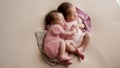 Two twins newborn sleeping Royalty Free Stock Photo