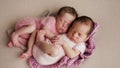 Two twins newborn sleeping Royalty Free Stock Photo