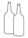 Two glass bottle icon cartoon in black and white Royalty Free Stock Photo