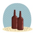 Two glass bottle icon cartoon Royalty Free Stock Photo