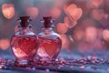 Two Glass Bottles With Heart Symbol Royalty Free Stock Photo