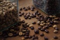 Coffeebeans on the table Royalty Free Stock Photo