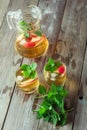 Two glass and carafe of green tea with mint and apples Royalty Free Stock Photo