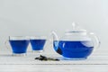 Two glass cup of blue Anchan tea Royalty Free Stock Photo