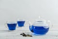 Two glass cup of blue Anchan tea Royalty Free Stock Photo