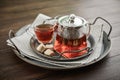 Two glass cup of tea with teapot Royalty Free Stock Photo