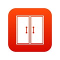 Two glass doors icon digital red Royalty Free Stock Photo