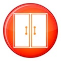 Two glass doors icon, flat style Royalty Free Stock Photo