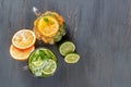 Two glass glasses with homemade lemonade from lime and lemon Royalty Free Stock Photo