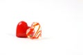 Two glass glossy hearts