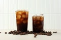 Two Glass Iced Black Coffee with Cofee Bean o