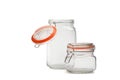 Two glass jars for bulk products on a white background.