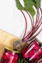 Two glass jars with canned beets Royalty Free Stock Photo