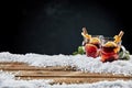 Two glass mugs of hot spicy mulled red wine Royalty Free Stock Photo