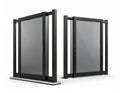 Two Glass Partition Black Frames on White Background Studio Shot Royalty Free Stock Photo