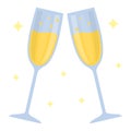 Two glass thin glasses with champagne and bubble Royalty Free Stock Photo