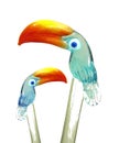 Two glass toucan swizzle sticks Royalty Free Stock Photo