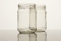 Two glass transparent empty jars.