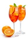 Two glasses of aperol spritz cocktail Royalty Free Stock Photo