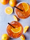 Two glasses of Aperol spritz cocktail Royalty Free Stock Photo