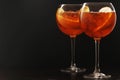 Two glasses with aperol spritz cocktail