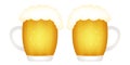 Two glasses of beer isolated on white background. icon.