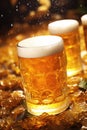 Two glasses of beer sitting on a table. Perfect for pub or bar concept Royalty Free Stock Photo