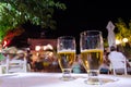 Two glasses of beer on a table. Royalty Free Stock Photo