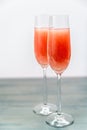 Two glasses of bellini cocktail