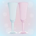 Two glasses of blue and pink Royalty Free Stock Photo