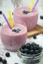 Two glasses with blueberry yogurt Royalty Free Stock Photo