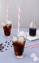 Two Glasses and a Bottle with Cold Brew Coffee Royalty Free Stock Photo