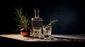 Intense Lighting And Shadow: Gin Cocktails With Rosemary And Olives