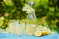 Two glasses and a carafe of elderflower lemonade Royalty Free Stock Photo