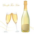 Two glasses of champagne and bottel. Royalty Free Stock Photo