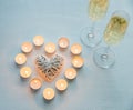 Two glasses of champagne with candles Royalty Free Stock Photo