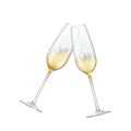 Two glasses of champagne crossed on a white background sparkling champagne Royalty Free Stock Photo