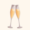 Two glasses of champagne.A design element for New Year,Christmas.weddings.