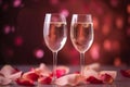 Two glasses champagne flowers. Generate Ai Royalty Free Stock Photo