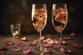 Two glasses champagne. Generate Ai Royalty Free Stock Photo