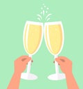 Two glasses of champagne in hands, hand holding a glass Royalty Free Stock Photo