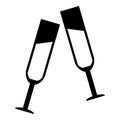 Two glasses of champagne icon, simple style Royalty Free Stock Photo