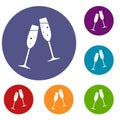 Two glasses of champagne icons set Royalty Free Stock Photo