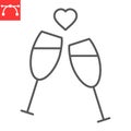 Two glasses of champagne line icon