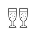 Two glasses of champagne line icon.