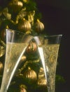 New Year`s Eve. Two champagne glasses toasting. Royalty Free Stock Photo