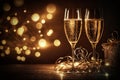 Two glasses of champagne, New Year\'s Eve party Royalty Free Stock Photo