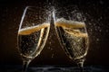 Two glasses of champagne, New Year\'s Eve party Royalty Free Stock Photo