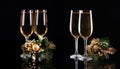 two glasses of champagne over black Royalty Free Stock Photo