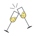 Two glasses of champagne, vector. Royalty Free Stock Photo